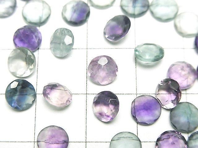 【動画】宝石質マルチカラーフローライトAAA ルース ラウンドファセットカット6×6mm 3粒 サムネイル2
