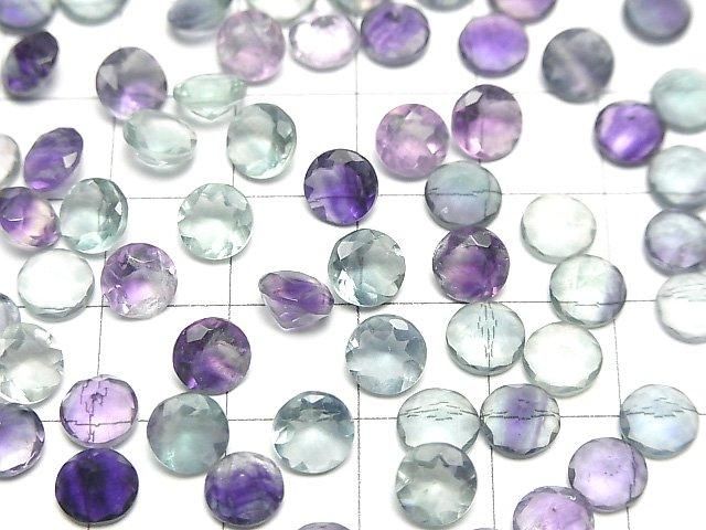 【動画】宝石質マルチカラーフローライトAAA ルース ラウンドファセットカット6×6mm 3粒 サムネイル4