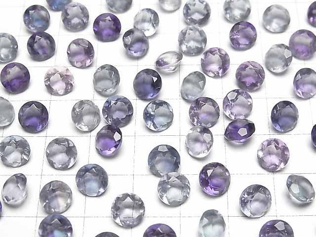 【動画】宝石質マルチカラーフローライトAAA ルース ラウンドファセットカット7×7mm 2粒 サムネイル3