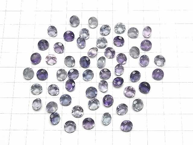 【動画】宝石質マルチカラーフローライトAAA ルース ラウンドファセットカット7×7mm 2粒 サムネイル4