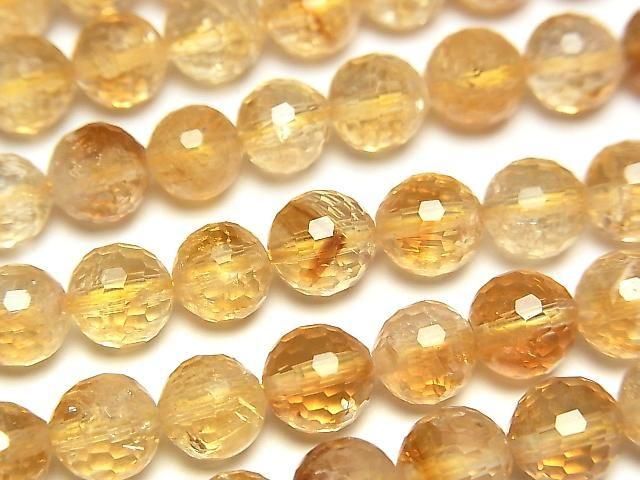 【動画】【素晴らしい輝き】ファントムシトリンAA++ 128面ラウンドカット7mm 半連/1連(約36cm)の画像