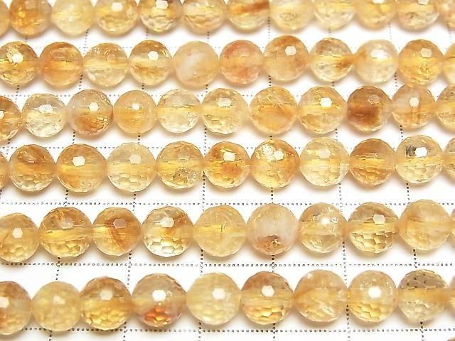 【動画】【素晴らしい輝き】ファントムシトリンAA++ 128面ラウンドカット7mm 半連/1連(約36cm) サムネイル3