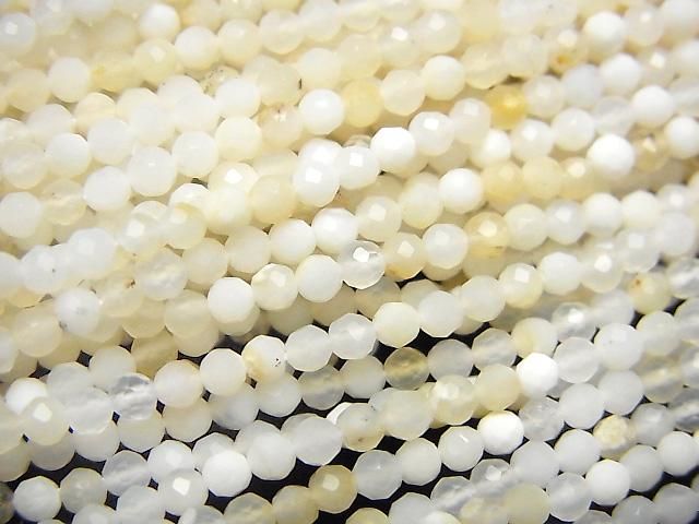 【動画】【素晴らしい輝き】ホワイトオパールAA++ 極小ラウンドカット2.5mm 1連(約36cm)の画像