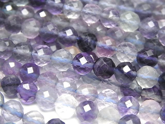 【動画】【素晴らしい輝き】マルチカラーフローライトAA++ ラウンドカット6mm 1連(約37cm)の画像