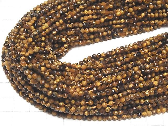 【動画】【素晴らしい輝き】イエロータイガーアイAA++ ラウンドカット3mm 1連(約37cm) サムネイル4
