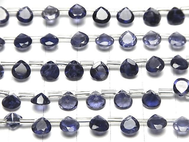 【動画】宝石質アイオライトAAA マロン ファセットカット6×6mm 半連/1連(18粒) サムネイル3