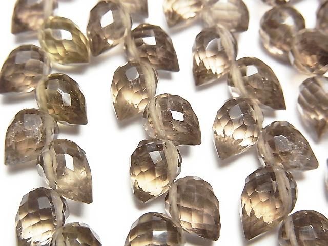 【動画】宝石質スモーキークォーツAAA つぼみドロップ ブリオレットカット 1連(約15cm)の画像