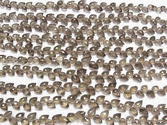 【動画】宝石質スモーキークォーツAAA つぼみドロップ ブリオレットカット 1連(約15cm) サムネイル4