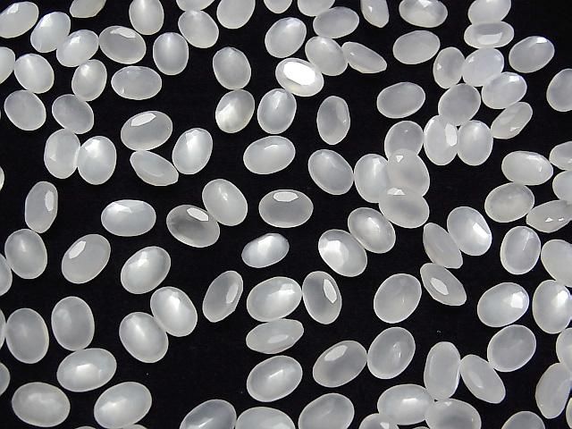 【動画】宝石質ホワイトムーンストーンAAA オーバルファセットカット7×5mm 10粒 サムネイル4