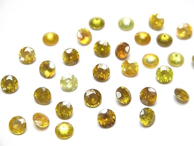 【動画】宝石質スファレライトAAA ルース ラウンドファセットカット5×5mm 【イエロー系】 1粒の画像