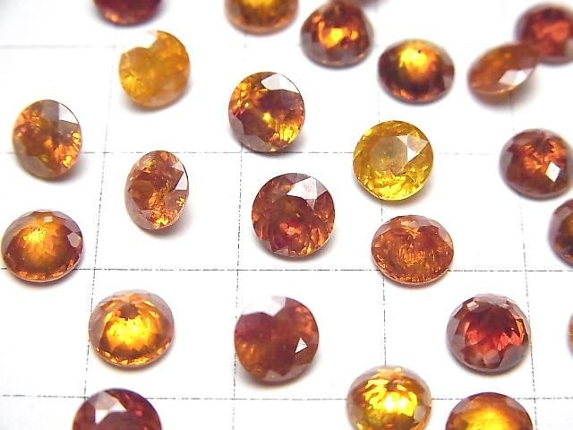 【動画】宝石質スファレライトAAA ルース ラウンドファセットカット6×6mm 【オレンジ系】 1粒 サムネイル2