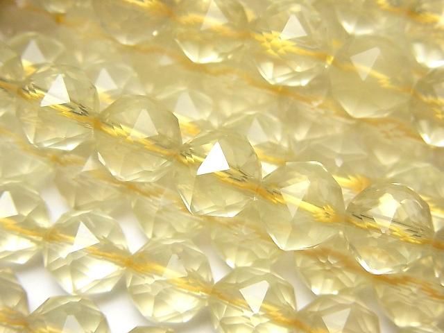 【動画】【素晴らしい輝き】レモンクォーツAAA- スターラウンドカット8mm 半連/1連(約37cm)の画像