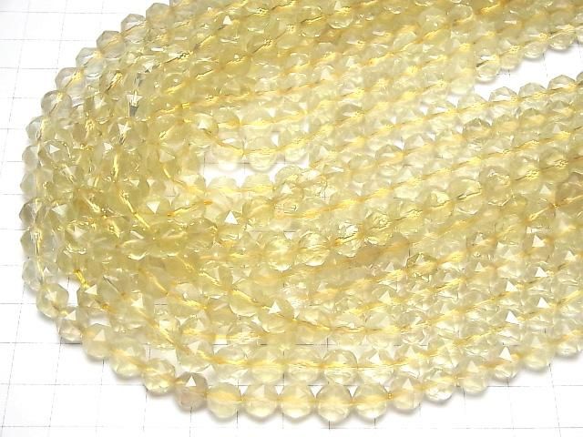 【動画】【素晴らしい輝き】レモンクォーツAAA- スターラウンドカット8mm 半連/1連(約37cm) サムネイル4