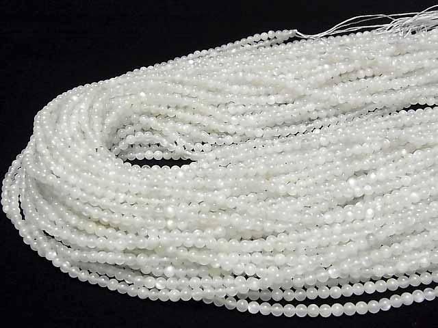 【動画】宝石質ホワイトムーンストーンAAA- ラウンド3mm 1連(約35cm) サムネイル4
