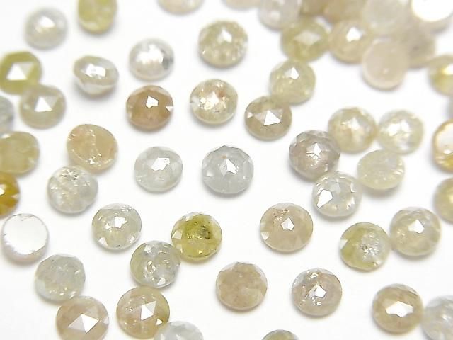 【動画】グレー~イエローダイヤモンド ラウンド ローズカット4mm 3粒の画像