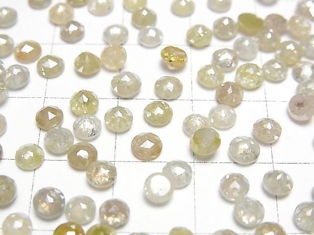 【動画】グレー~イエローダイヤモンド ラウンド ローズカット4mm 3粒 サムネイル3
