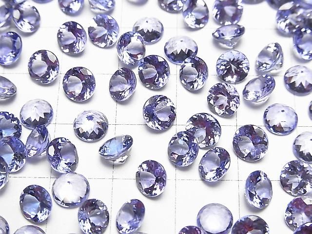 タンザナイト 穴なしラウンドファセットカット6×6mm 1粒|天然石ビーズ