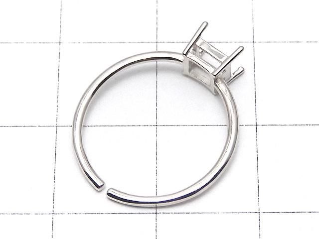 【動画】Silver925 リング空枠(爪留め)スクエアファセットカット4mm ロジウム フリーサイズ 1個 サムネイル3