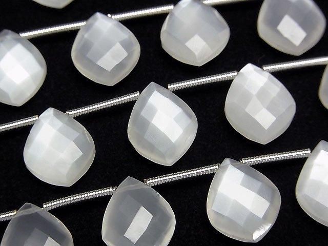 【動画】宝石質ホワイトムーンストーンAAA- 変形ペアシェイプカット 1連(8粒)の画像