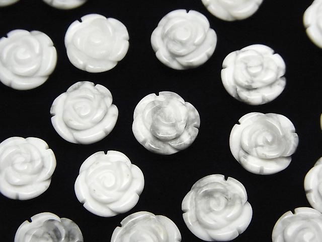 【動画】ハウライト 薔薇10mm 【片穴】 4個の画像