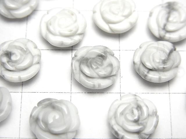 【動画】ハウライト 薔薇10mm 【片穴】 4個 サムネイル2