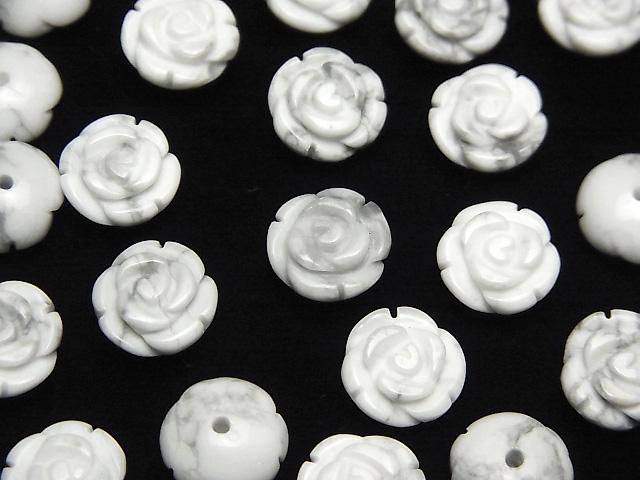【動画】ハウライト 薔薇10mm 【片穴】 4個 サムネイル3