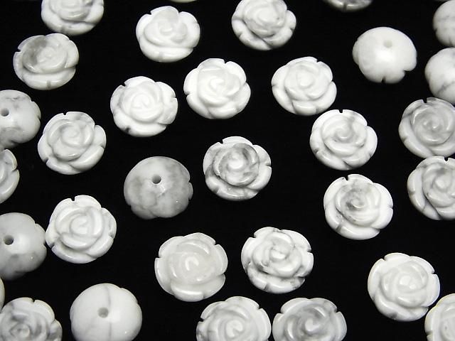 【動画】ハウライト 薔薇10mm 【片穴】 4個 サムネイル4