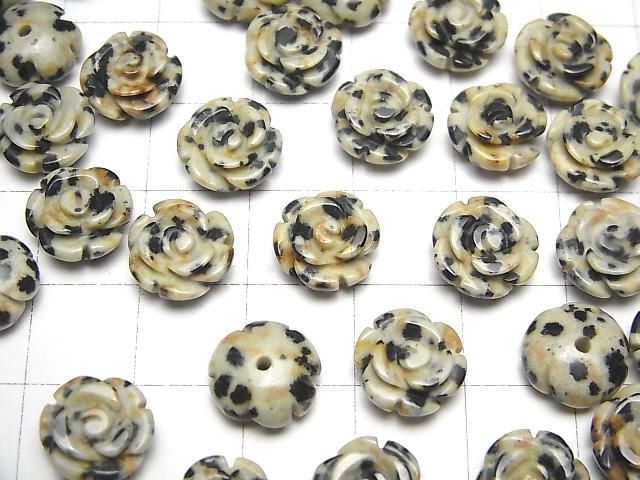 【動画】ダルメシアンジャスパー 薔薇10mm 【片穴】 4個 サムネイル3