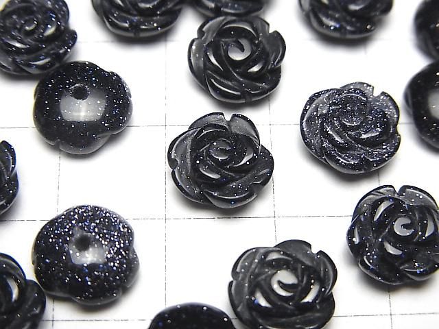 【動画】ブルーゴールドストーン 薔薇10mm 【片穴】 4個 サムネイル2