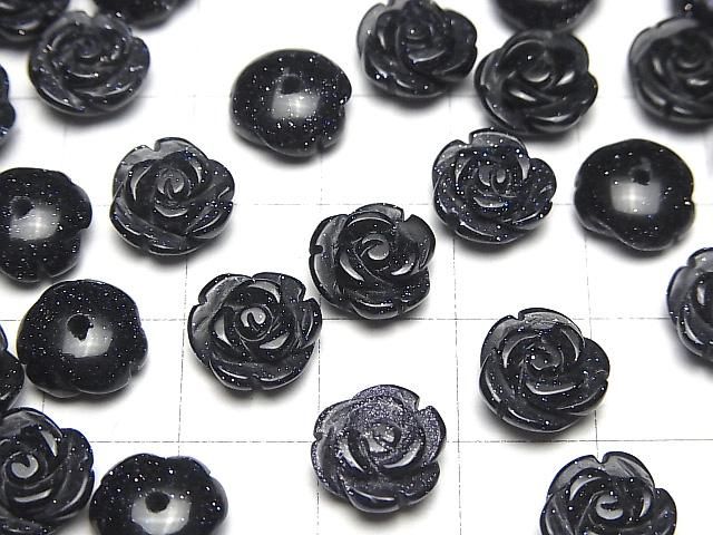 【動画】ブルーゴールドストーン 薔薇10mm 【片穴】 4個 サムネイル3