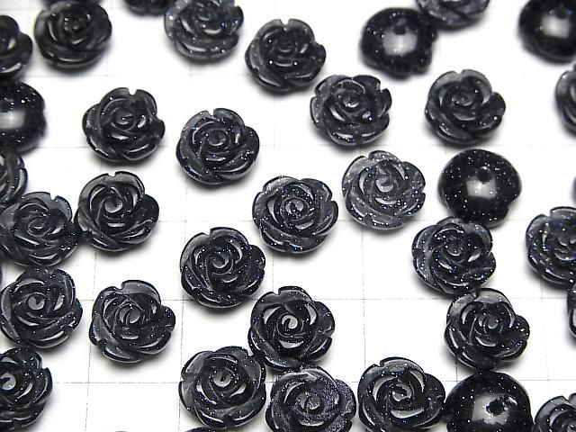 【動画】ブルーゴールドストーン 薔薇10mm 【片穴】 4個 サムネイル4