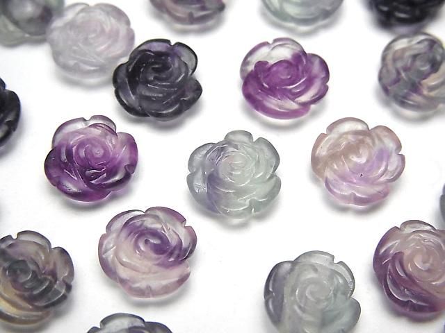 【動画】マルチカラーフローライトAA++ 薔薇10mm 【片穴】 4個の画像