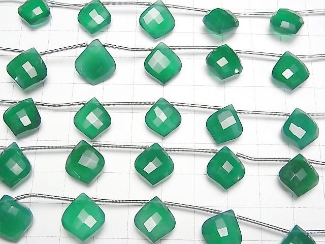 【動画】宝石質グリーンオニキスAAA- 変形ペアシェイプカット 1連(8粒) サムネイル3