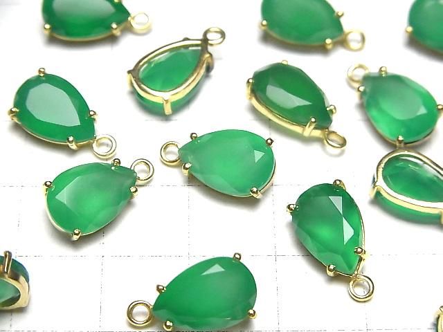 【動画】宝石質グリーンオニキスAAA 枠留めペアシェイプファセットカット12×8mm 18KGP 2個 サムネイル3
