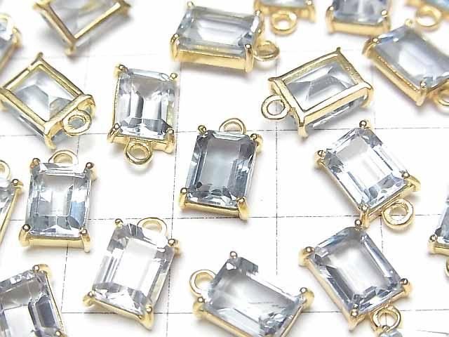 【動画】宝石質スカイブルートパーズAAA- 枠留めレクタングルファセットカット9×7mm 18KGP 1個 サムネイル2