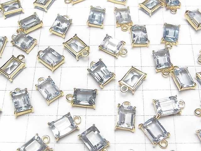 【動画】宝石質スカイブルートパーズAAA- 枠留めレクタングルファセットカット9×7mm 18KGP 1個 サムネイル3