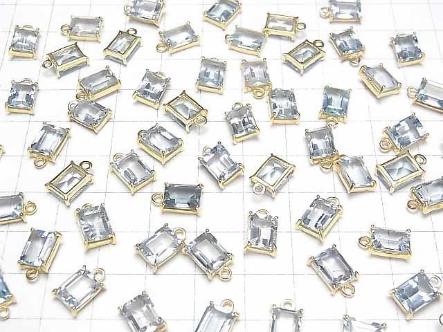 【動画】宝石質スカイブルートパーズAAA- 枠留めレクタングルファセットカット9×7mm 18KGP 1個 サムネイル4