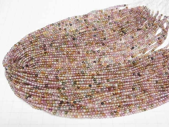【動画】宝石質マルチカラートルマリンAAA 小粒ラウンド2.5mm 半連/1連(約36cm) サムネイル4
