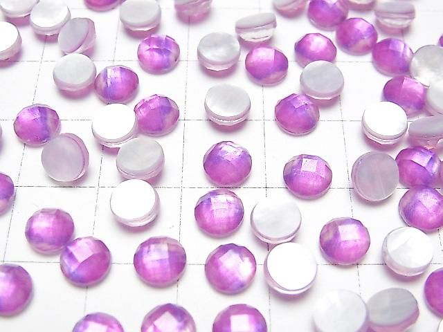 【動画】ホワイトシェル×クリスタルAAA ラウンド カボションカット6×6mm 【ピンクパープル】 3個 サムネイル3