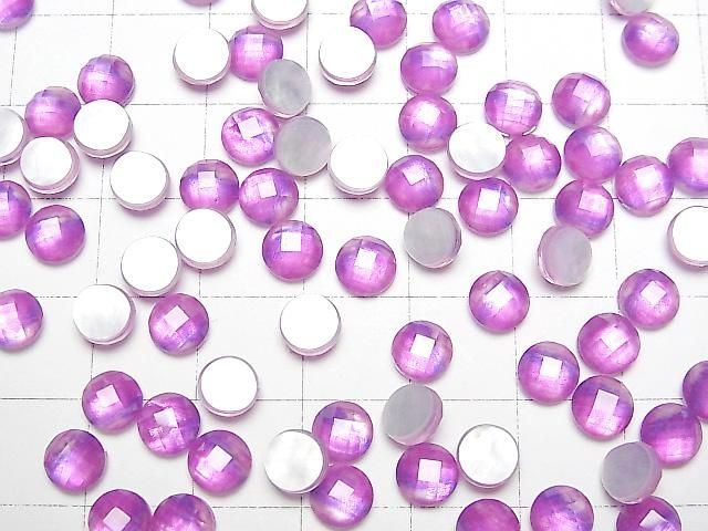 【動画】ホワイトシェル×クリスタルAAA ラウンド カボションカット6×6mm 【ピンクパープル】 3個 サムネイル4