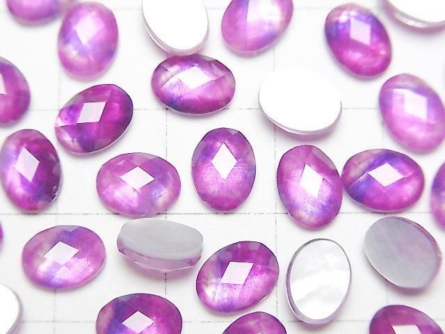 【動画】ホワイトシェル×クリスタルAAA オーバル カボションカット8×6mm 【ピンクパープル】 2個 サムネイル2