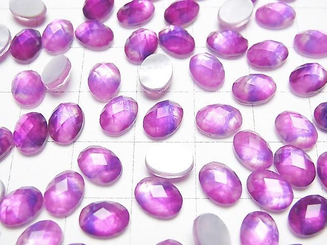 【動画】ホワイトシェル×クリスタルAAA オーバル カボションカット8×6mm 【ピンクパープル】 2個 サムネイル3