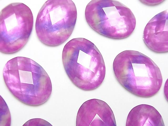 【動画】ホワイトシェル×クリスタルAAA オーバル カボションカット18×13mm 【ピンクパープル】 2個の画像