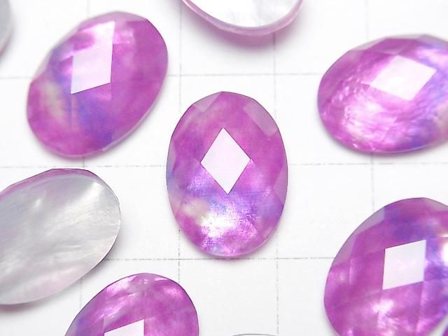 【動画】ホワイトシェル×クリスタルAAA オーバル カボションカット18×13mm 【ピンクパープル】 2個 サムネイル2