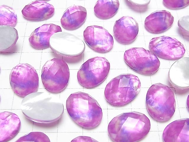 【動画】ホワイトシェル×クリスタルAAA オーバル カボションカット18×13mm 【ピンクパープル】 2個 サムネイル3