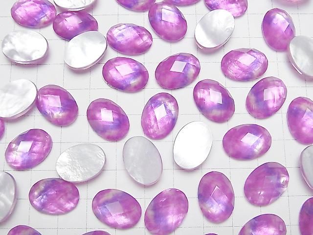 【動画】ホワイトシェル×クリスタルAAA オーバル カボションカット18×13mm 【ピンクパープル】 2個 サムネイル4