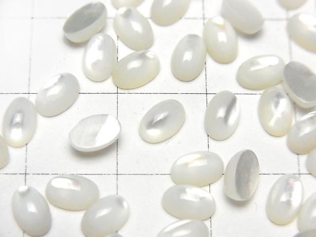 【動画】高品質ホワイトシェル(白蝶貝)AAA オーバル カボション6×4mm 5個 サムネイル2