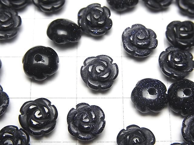 【動画】ブルーゴールドストーン 薔薇8mm 【片穴】 4個 サムネイル2