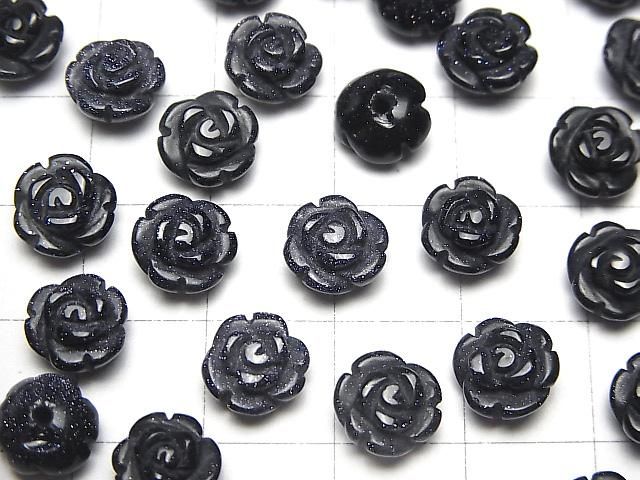 【動画】ブルーゴールドストーン 薔薇8mm 【片穴】 4個 サムネイル3