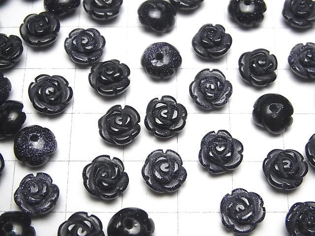 【動画】ブルーゴールドストーン 薔薇8mm 【片穴】 4個 サムネイル4